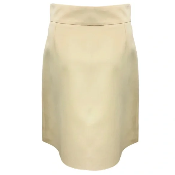 GUCCI IVORY / ANTIQUED GOLD GG BUCKLE A-LINE SKIRT - Picture 3 of 6